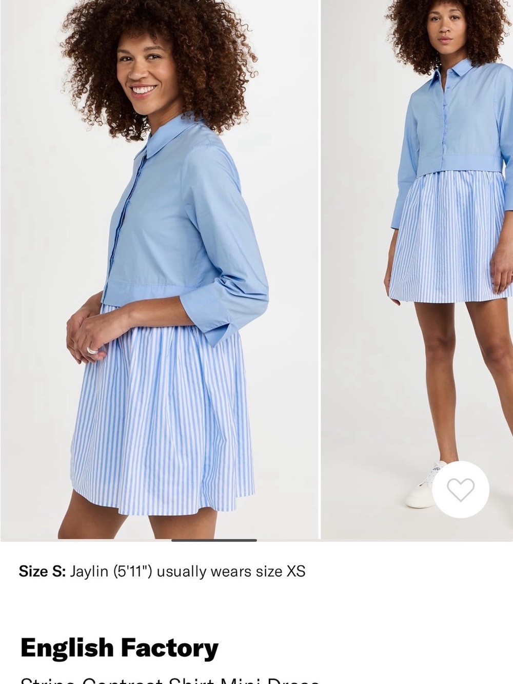 English Factory Light Blue Striped Shirt Dress